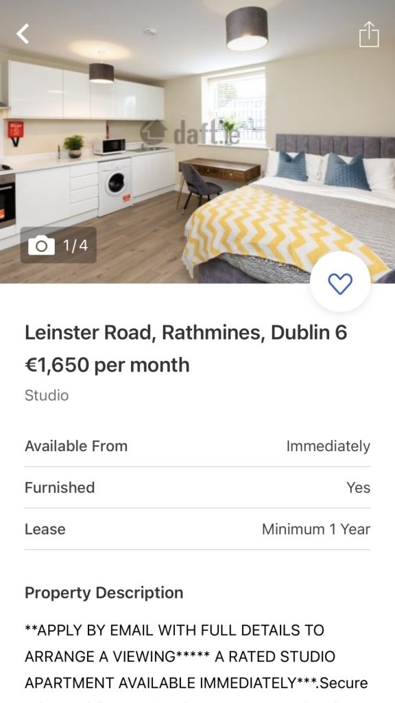 dublin studio rent page screenshot