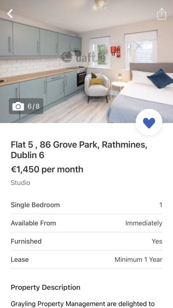 dublin studio rent page screenshot