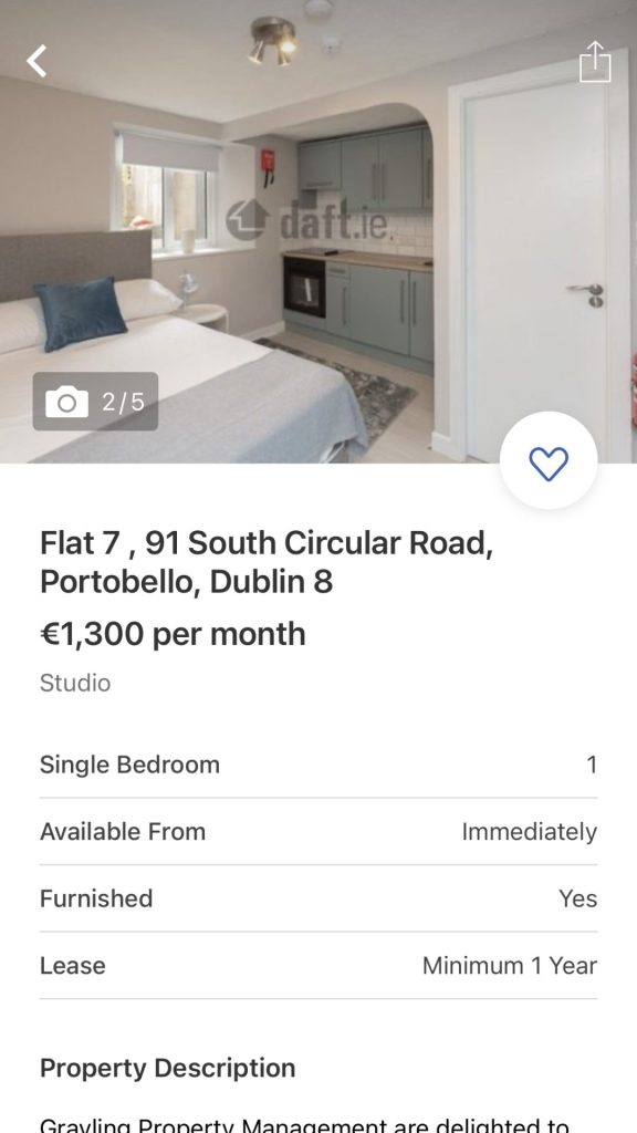 dublin studio rent page screenshot